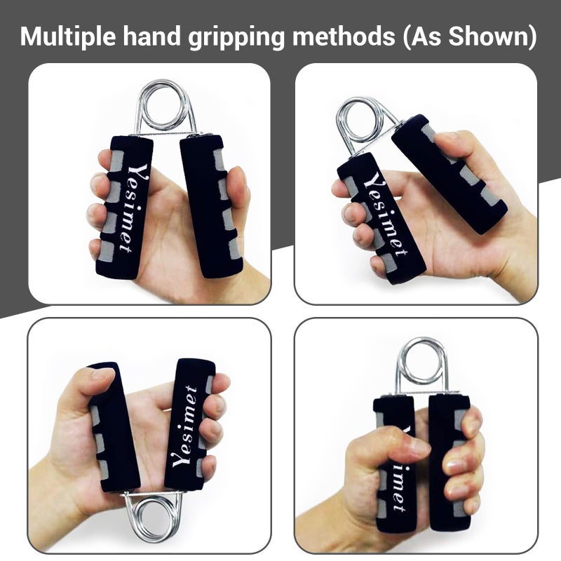 Yesimet 2 Pack Hand Grip Strengthener Set  Forearm Exerciser  Finger Gripper  Grip Strength Trainer Hand Grip- Soft Foam Hand Exerciser for Quickly Increasing Wrist Forearm and Hand Grips (Black) - Image 4